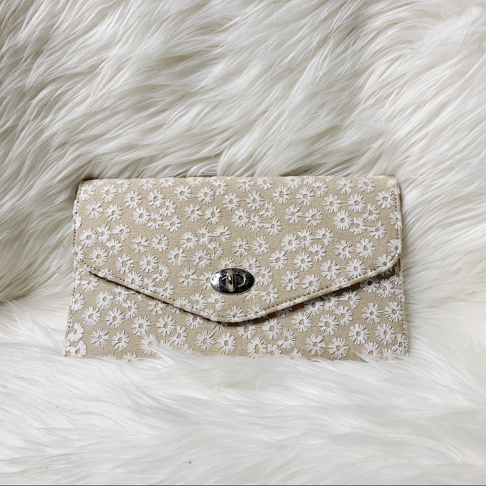Unbranded Canvas Floral Embroidered Clutch
